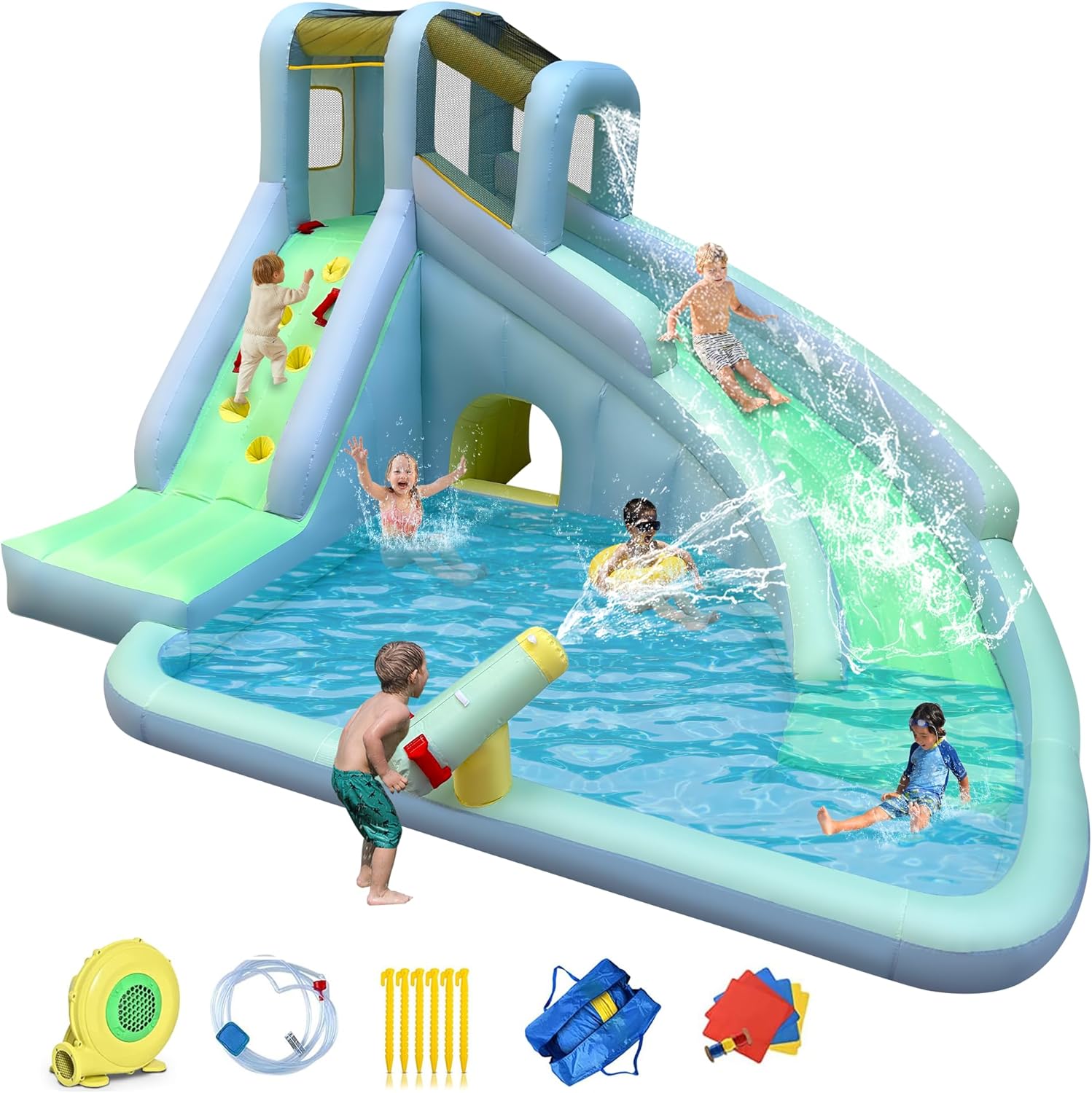 Kids Outdoor Bounce House - Parque Aquático Inflável 6 em 1