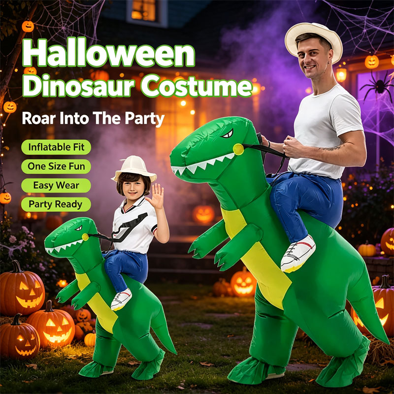 Kids Outdoor Ride On - Fantasia Inflável de Dinossauro para Crianças,
