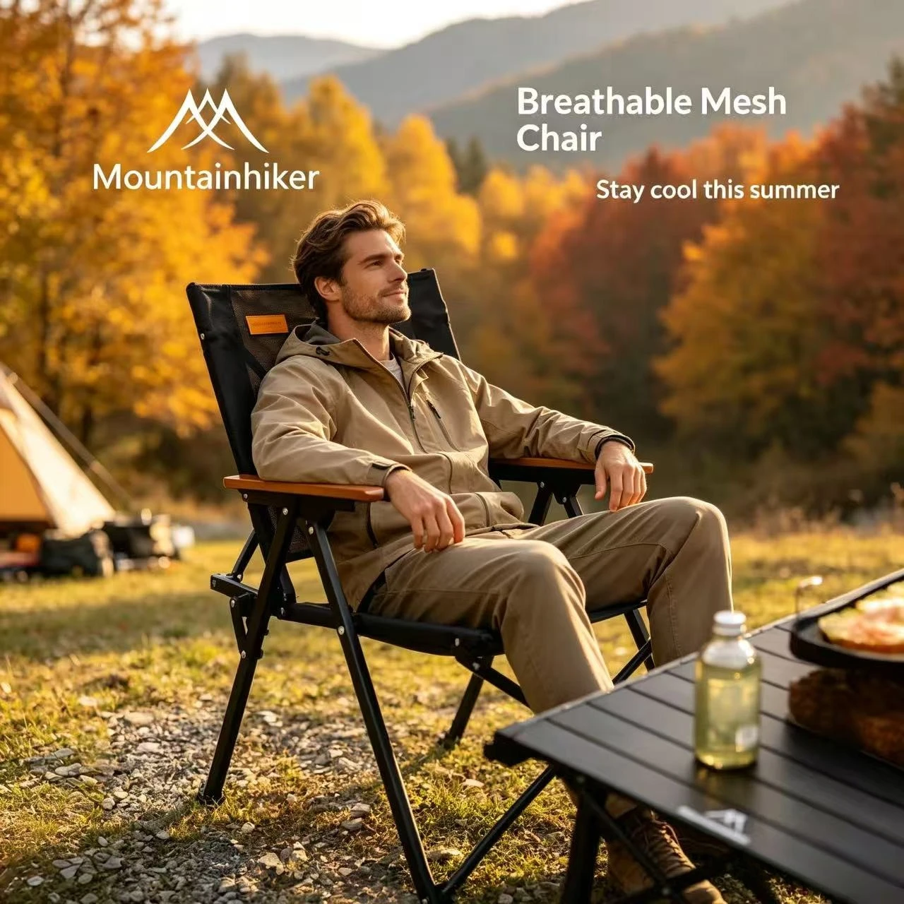 Kids Outdoor Wooden Table - Cadeira de Camping Respirável com Malha,