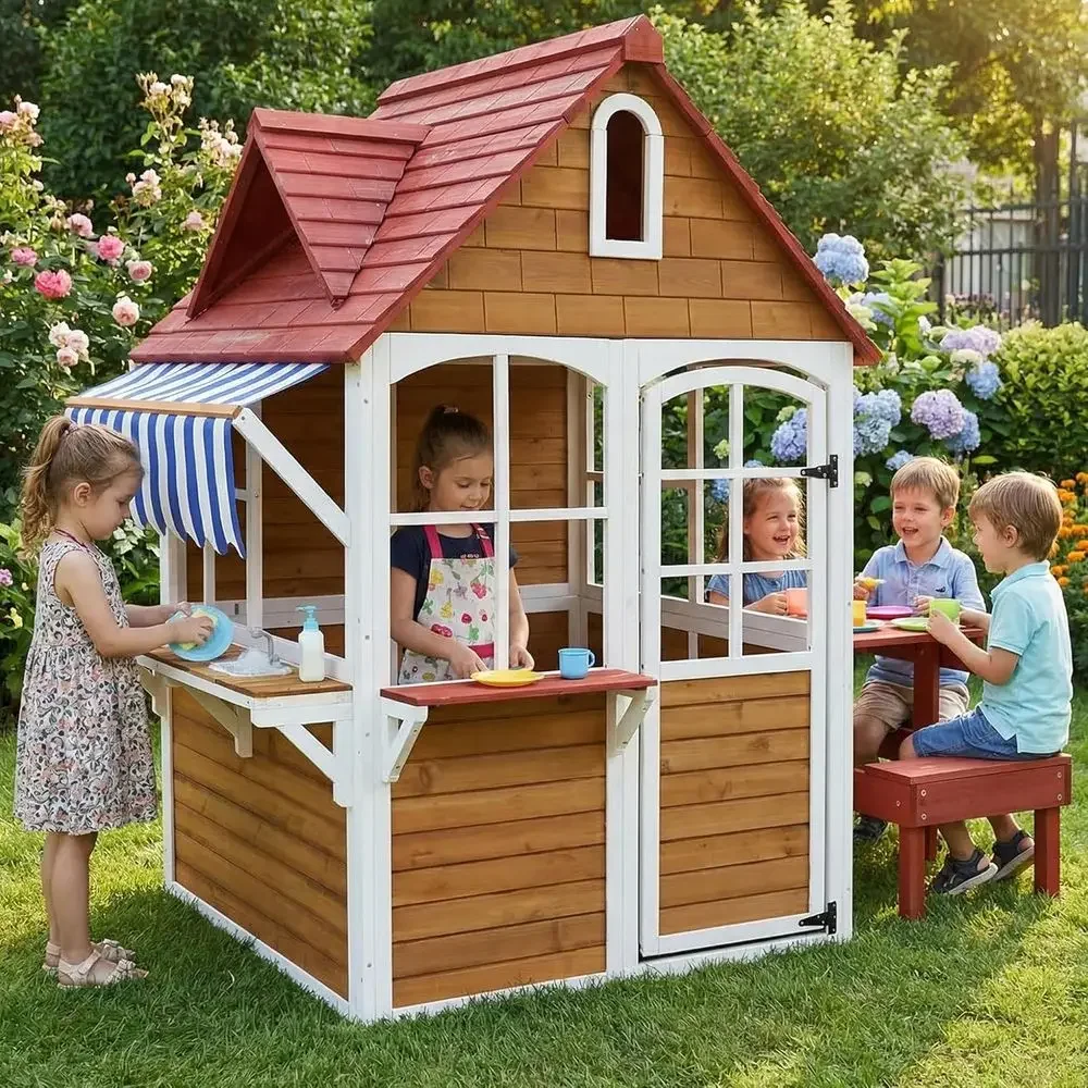 Kids Outdoor Sink - Casinha de Brinquedo Grande de Madeira