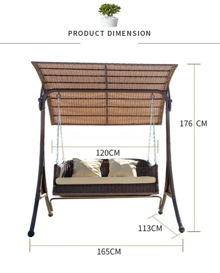 Kids Outdoor Lawn Chair - Venda quente 2-pessoa jardim rattan balanço
