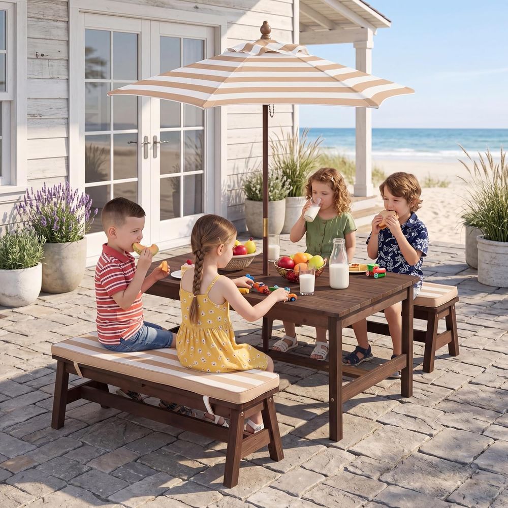 Kids Outdoor Wooden Table - Mesa de piquenique infantil, tampo grande