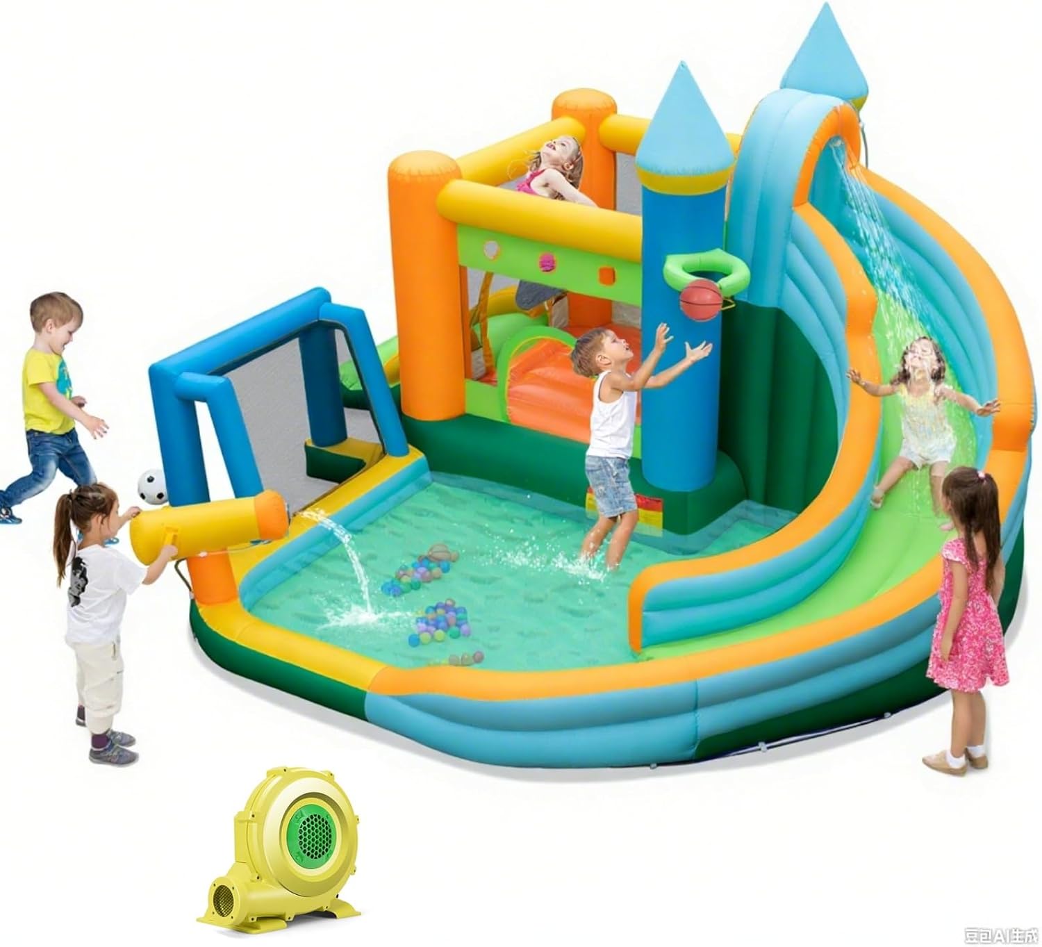 Kids Outdoor Bounce House - Castelo Inflável Aquático 9 em 1