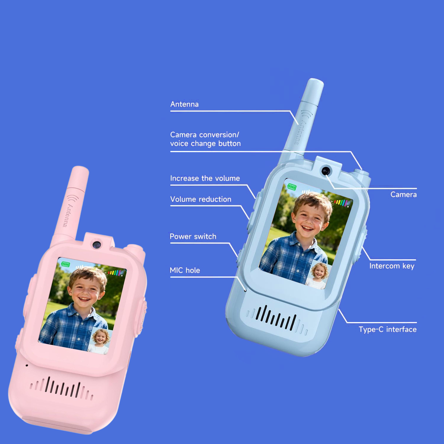 Kids Outdoor Voices - Kit com 2 Walkie-Talkies de Vídeo