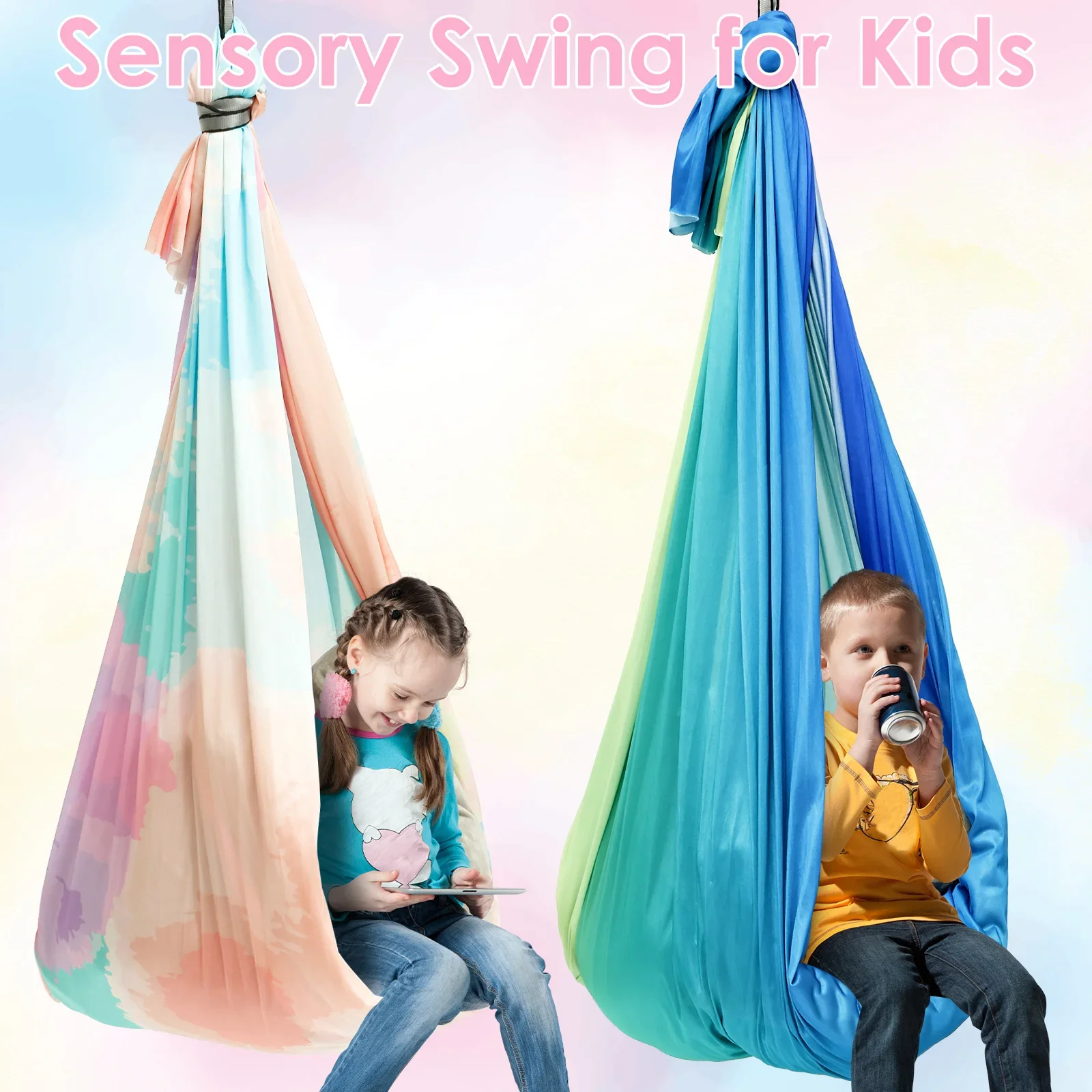 Kids Outdoor Swing And Slide - Balanço Sensorial Confortável para Crianças, Rede