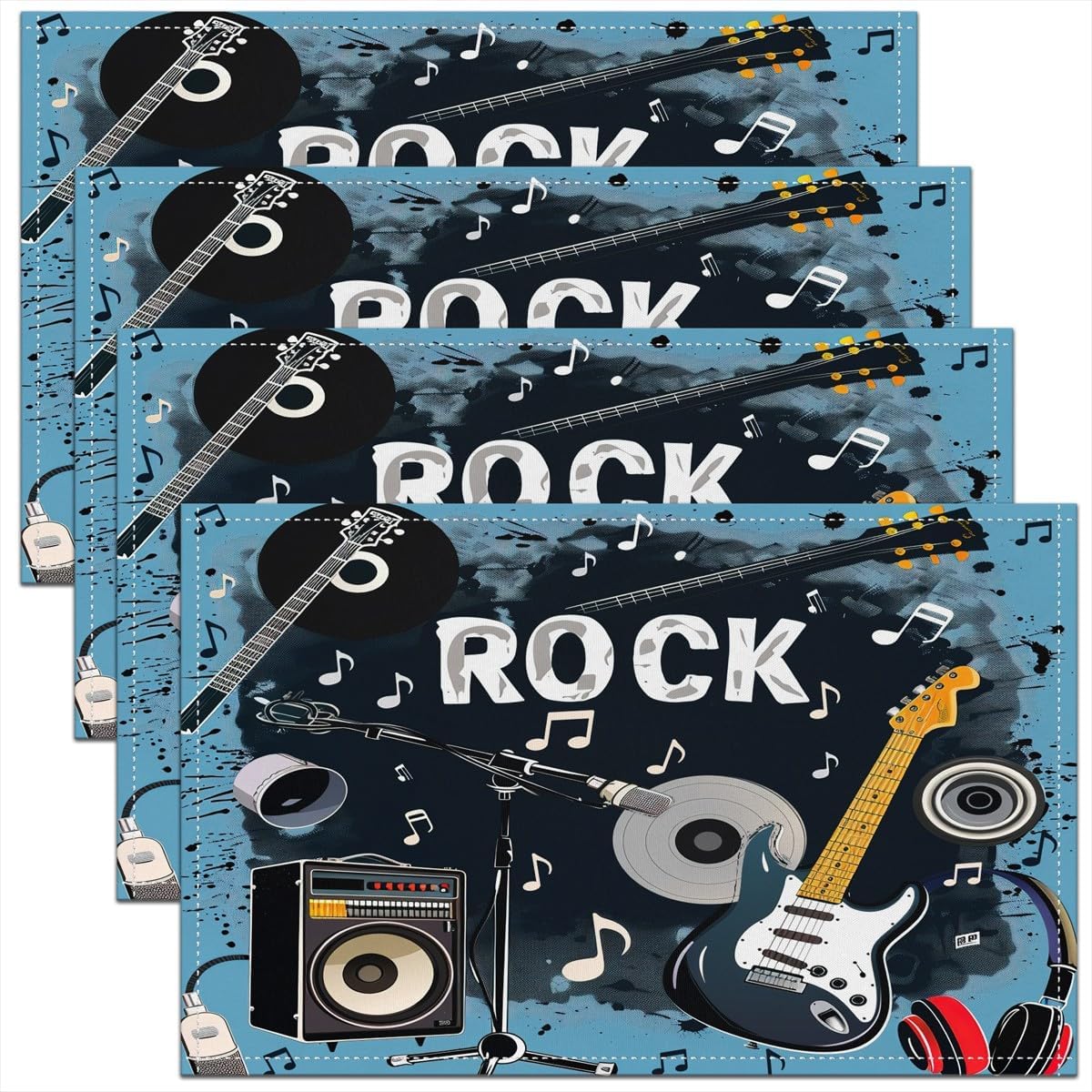 Kids Outdoor Music - Conjunto de 4 jogos americanos de