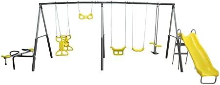 Kids Outdoor Swing And Slide - Conjunto de Balanços Infantil de Metal