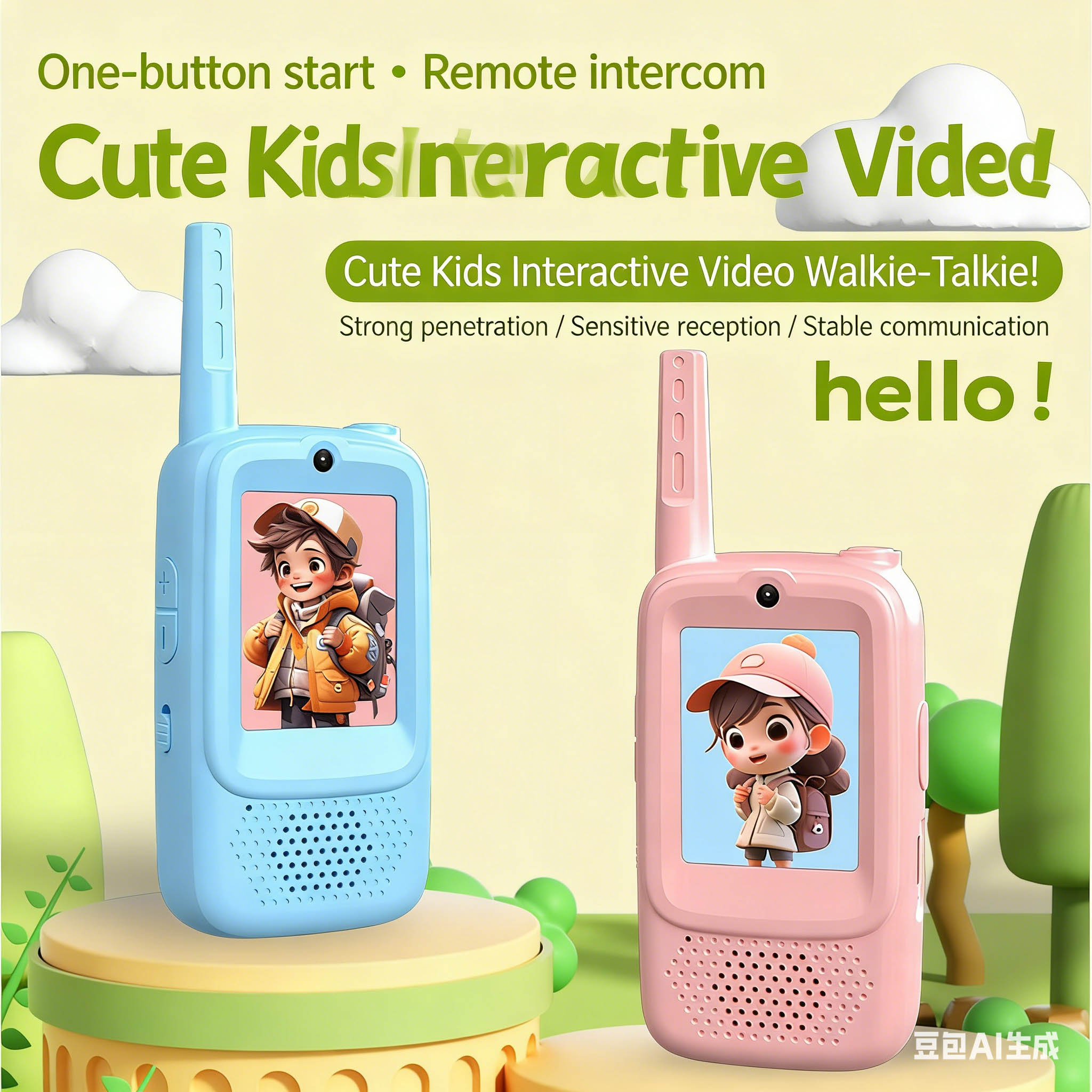 Kids Outdoor Voices - 2 pçs vídeo crianças walkie talkies