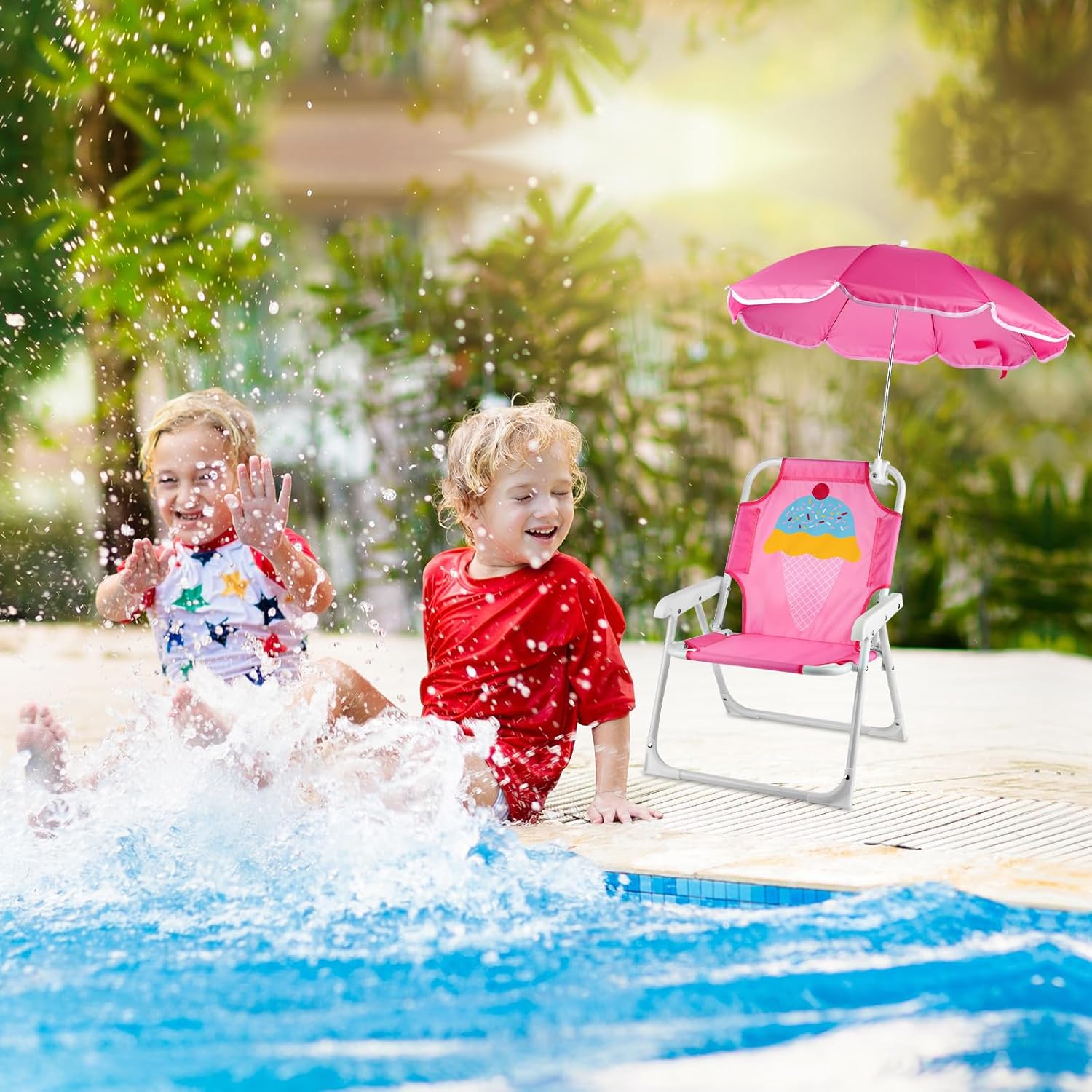 1 conjunto de cadeira de praia - Kids Outdoor Umbrella Chair avaliação e preço