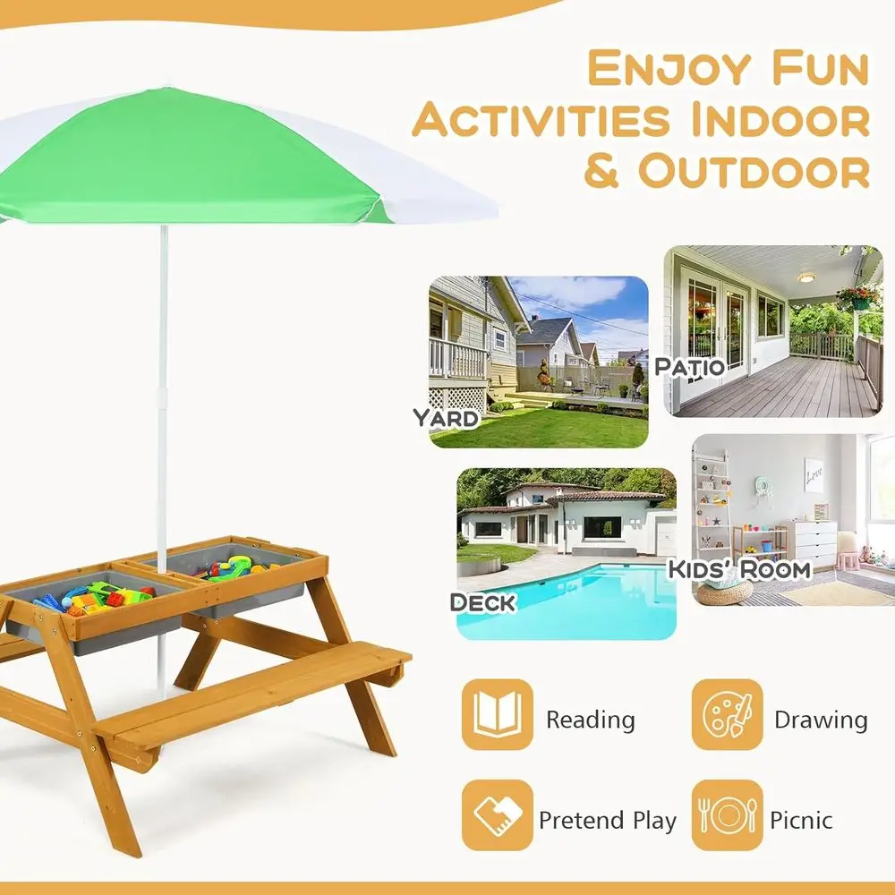 Mesa de Piquenique Infantil 3  - Kids Outdoor Wooden Table avaliação e preço