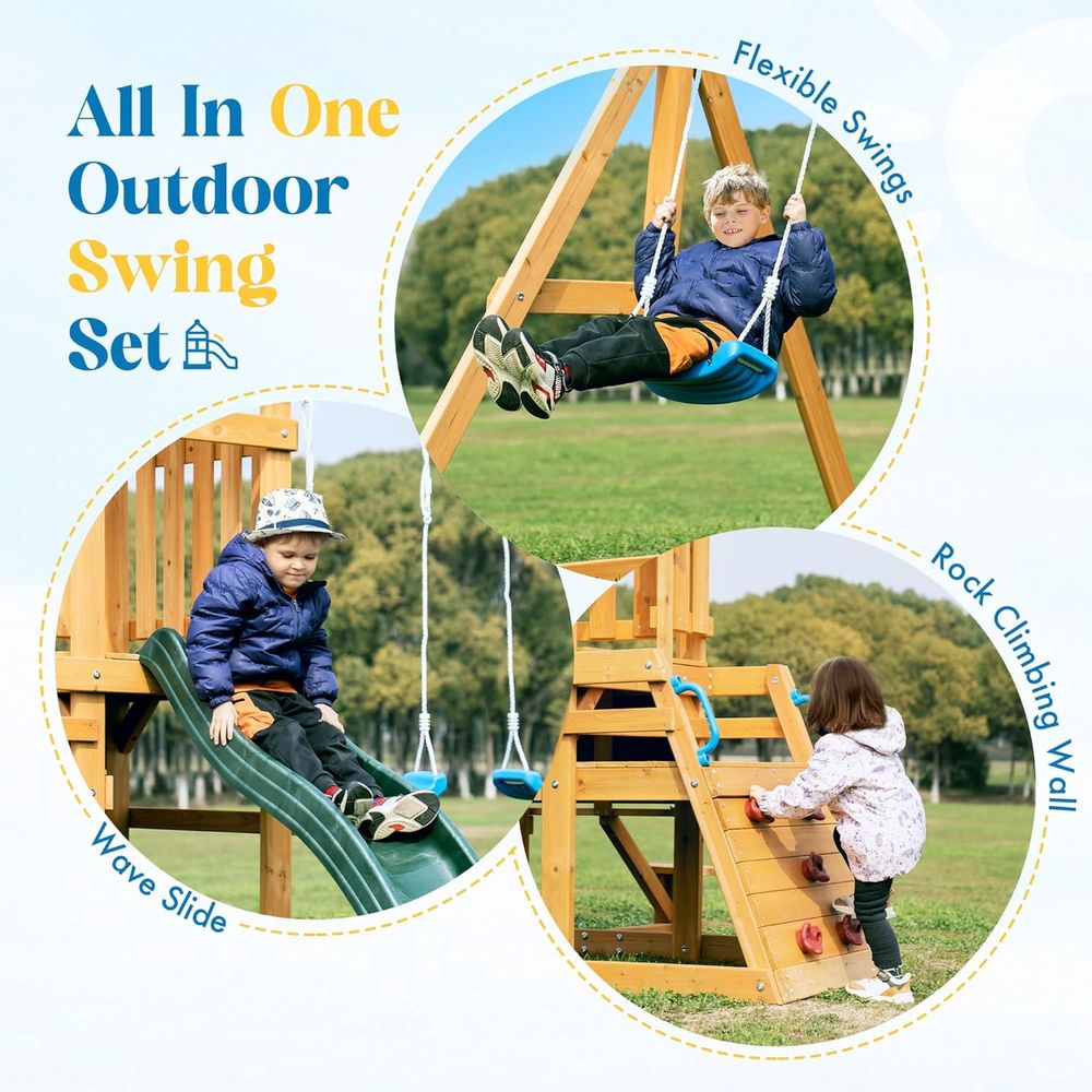 Balanço de madeira para quinta - Kids Outdoor Swing And Slide avaliação e preço