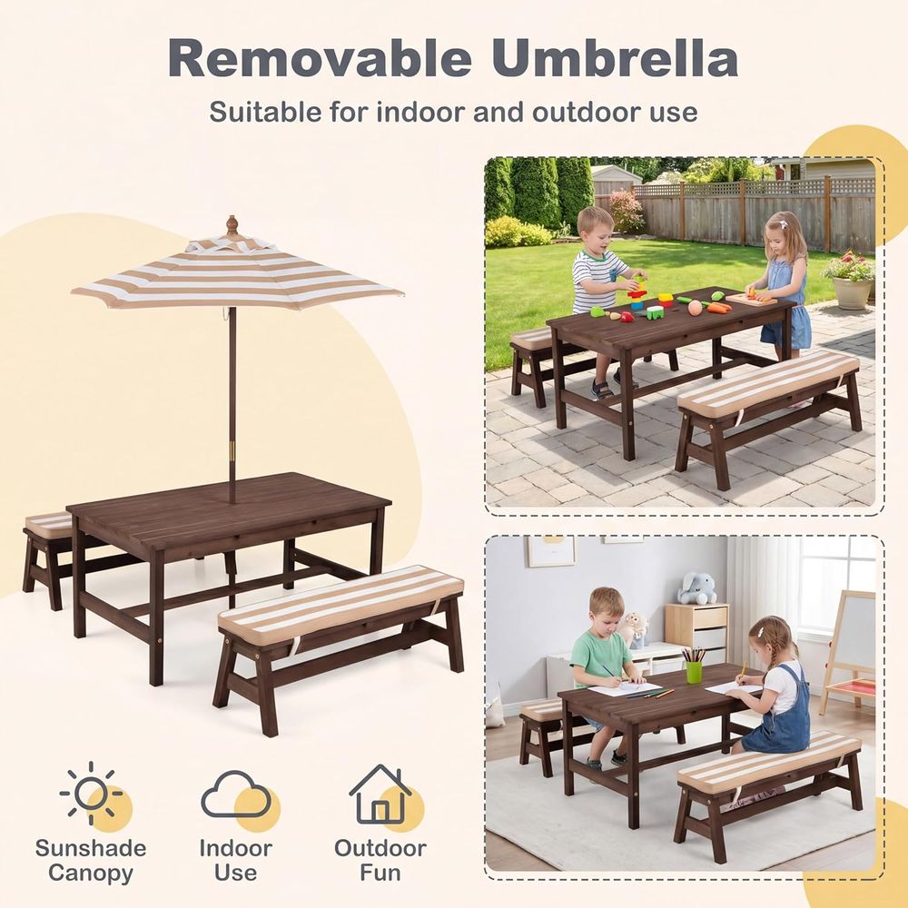 Mesa de piquenique infantil, t - Kids Outdoor Wooden Table avaliação e preço