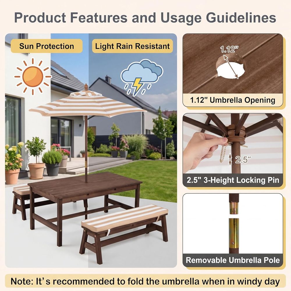 Mesa de piquenique infantil, t - Kids Outdoor Wooden Table avaliação e preço