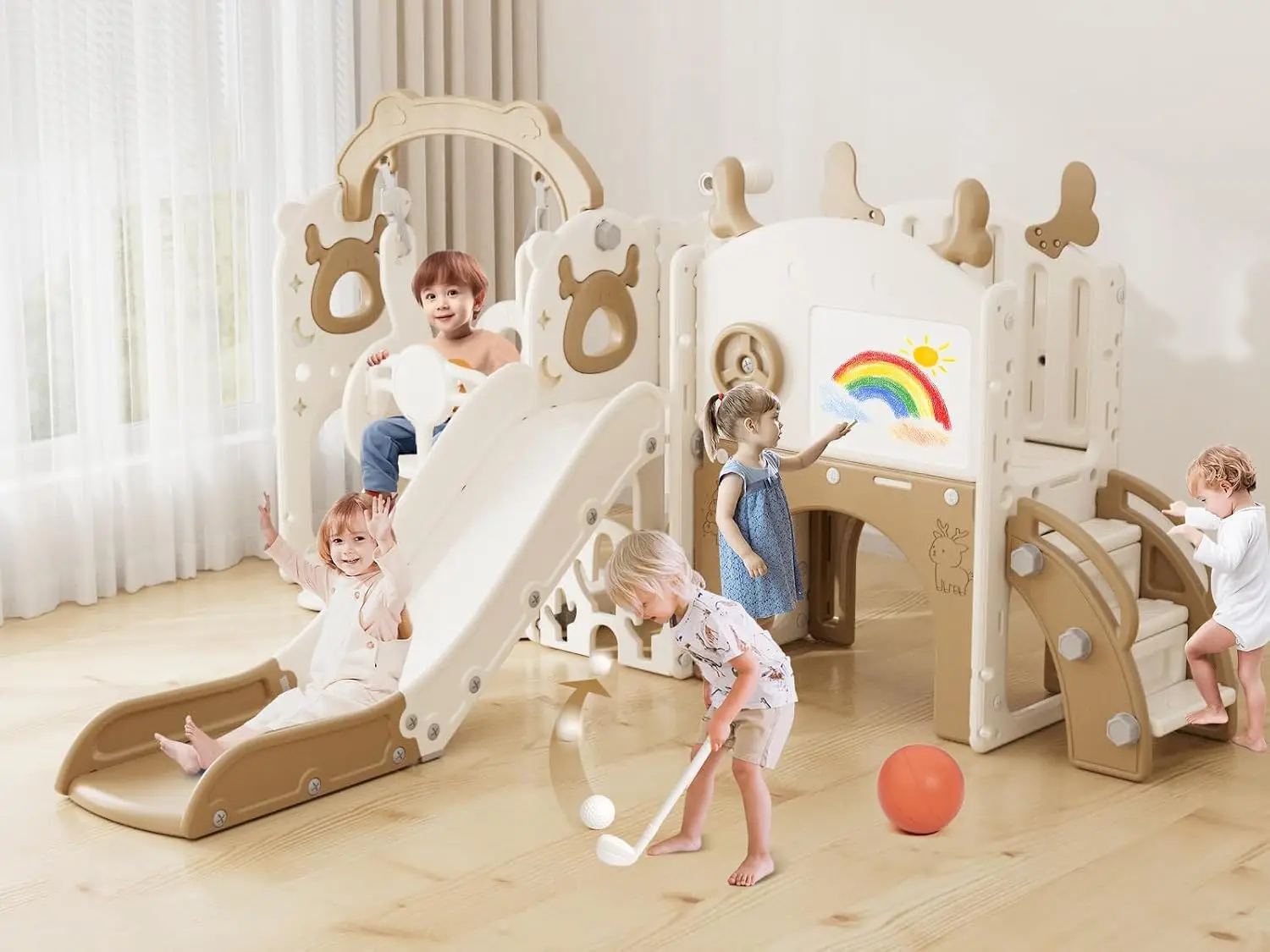 Conjunto de Escorregador e Bal - Kids Outdoor Swing Set avaliação e preço