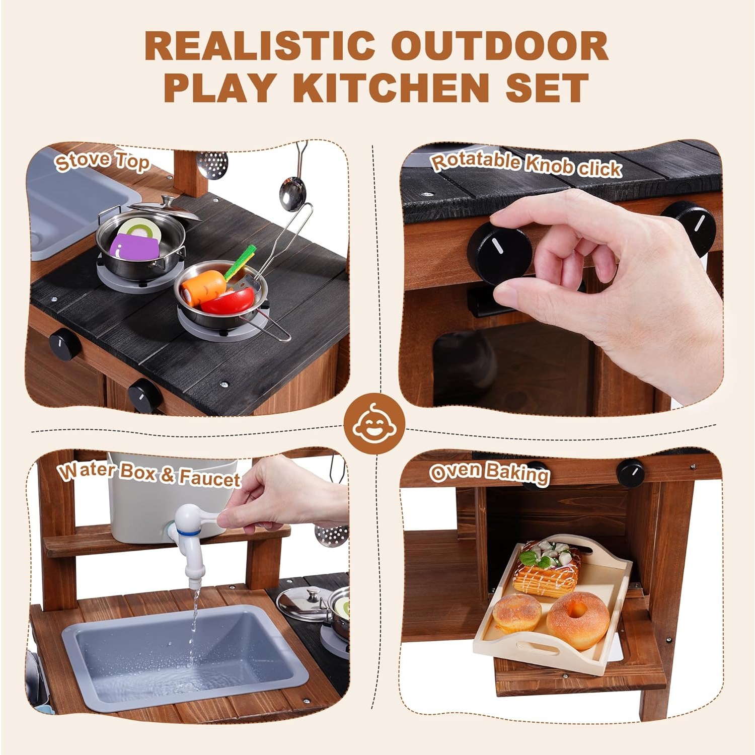 Cozinha de Brinquedo de Madeir - Kids Outdoor Sink avaliação e preço