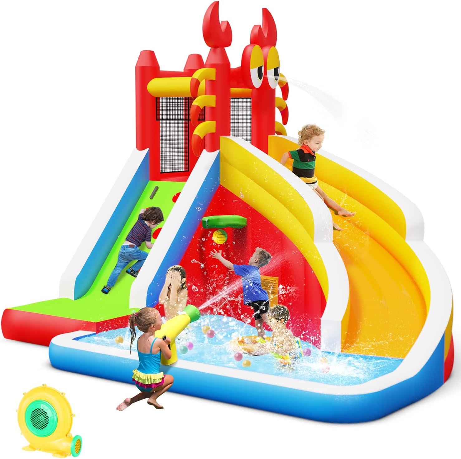 Grande Casa Inflável com Escor - Kids Outdoor Bounce House avaliação e preço