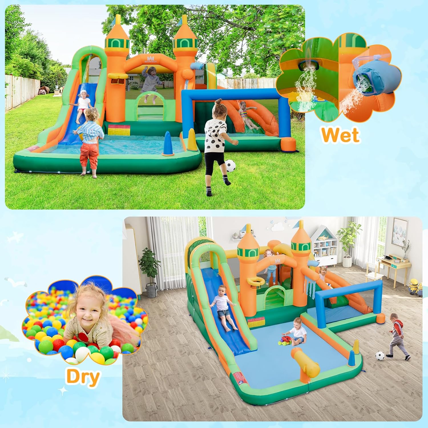 Parque Aquático Inflável 9 em  - Kids Outdoor Bounce House avaliação e preço