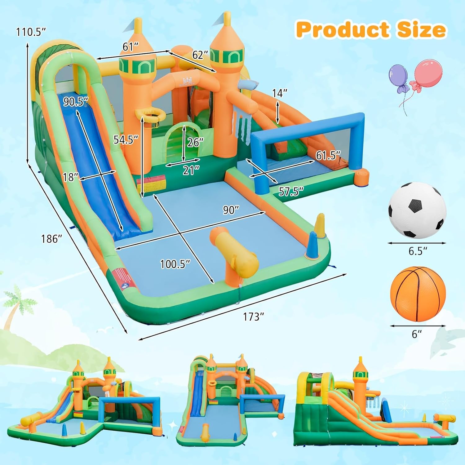 Parque Aquático Inflável 9 em  - Kids Outdoor Bounce House avaliação e preço