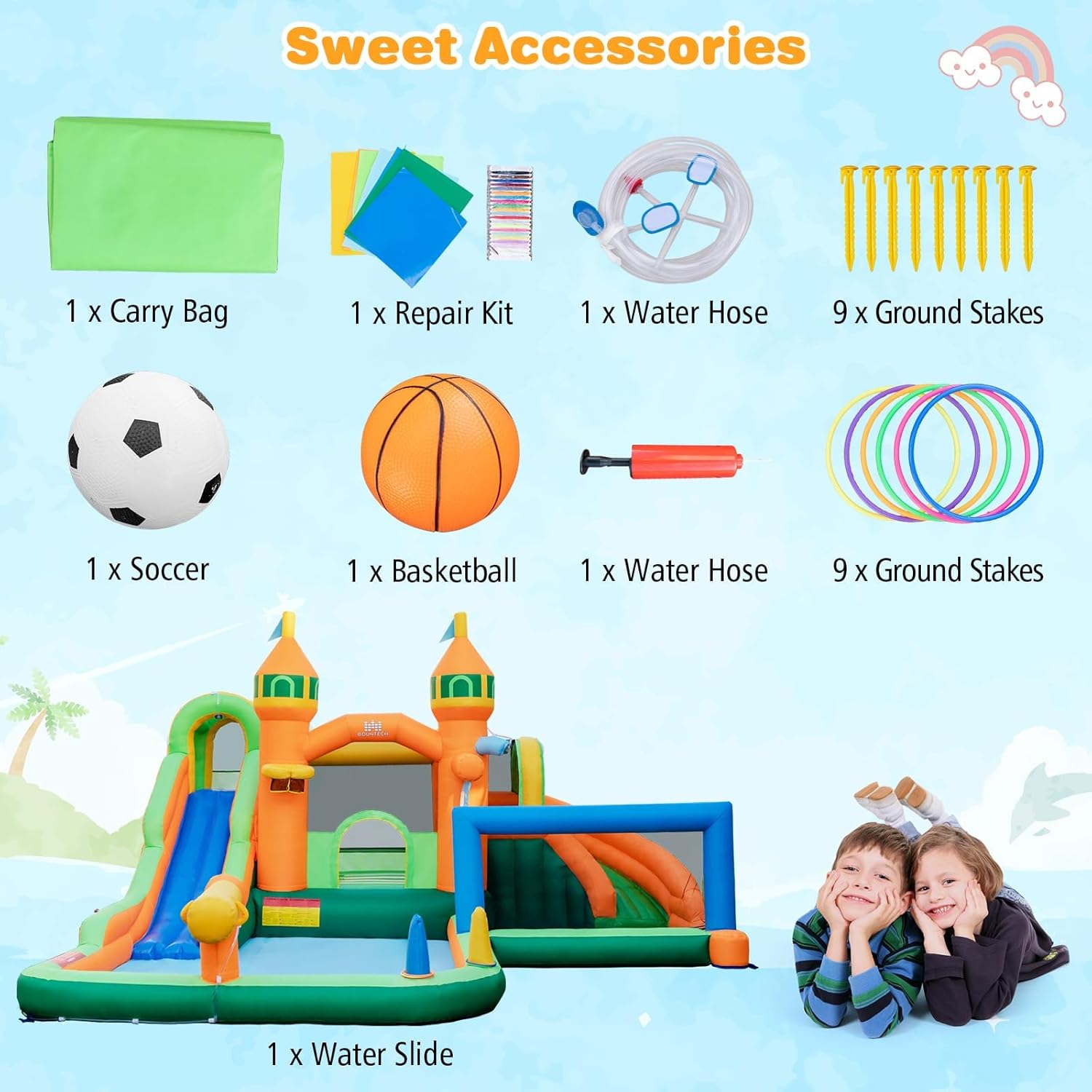 Parque Aquático Inflável 9 em  - Kids Outdoor Bounce House avaliação e preço